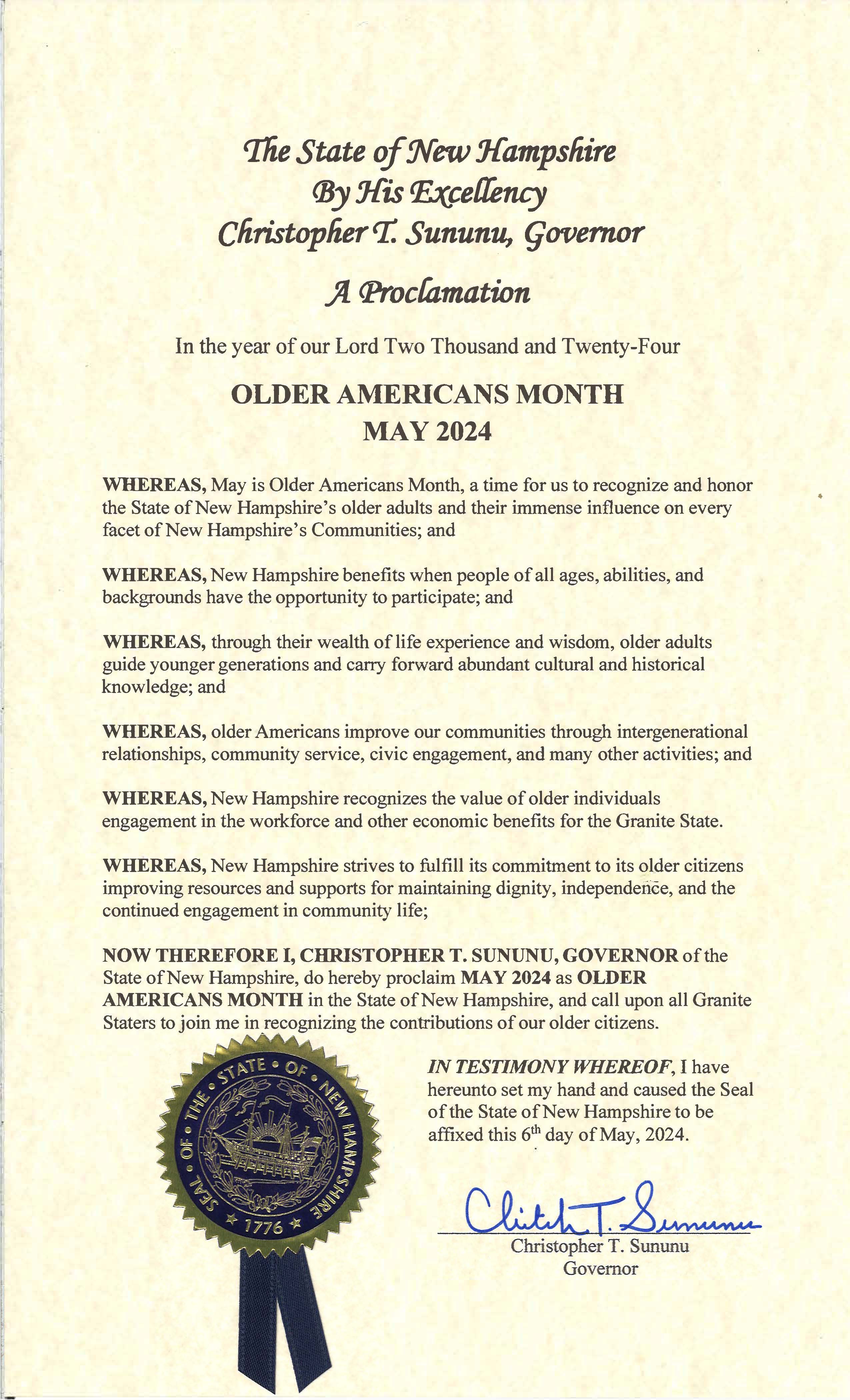 Click to download the full version of the Signed Proclamation